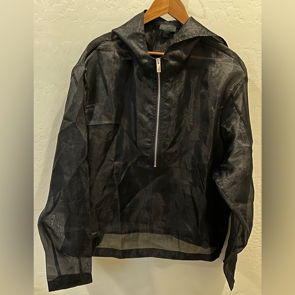 Black Sheer Hooded Jacket Size Large - Picture 2 of 6
